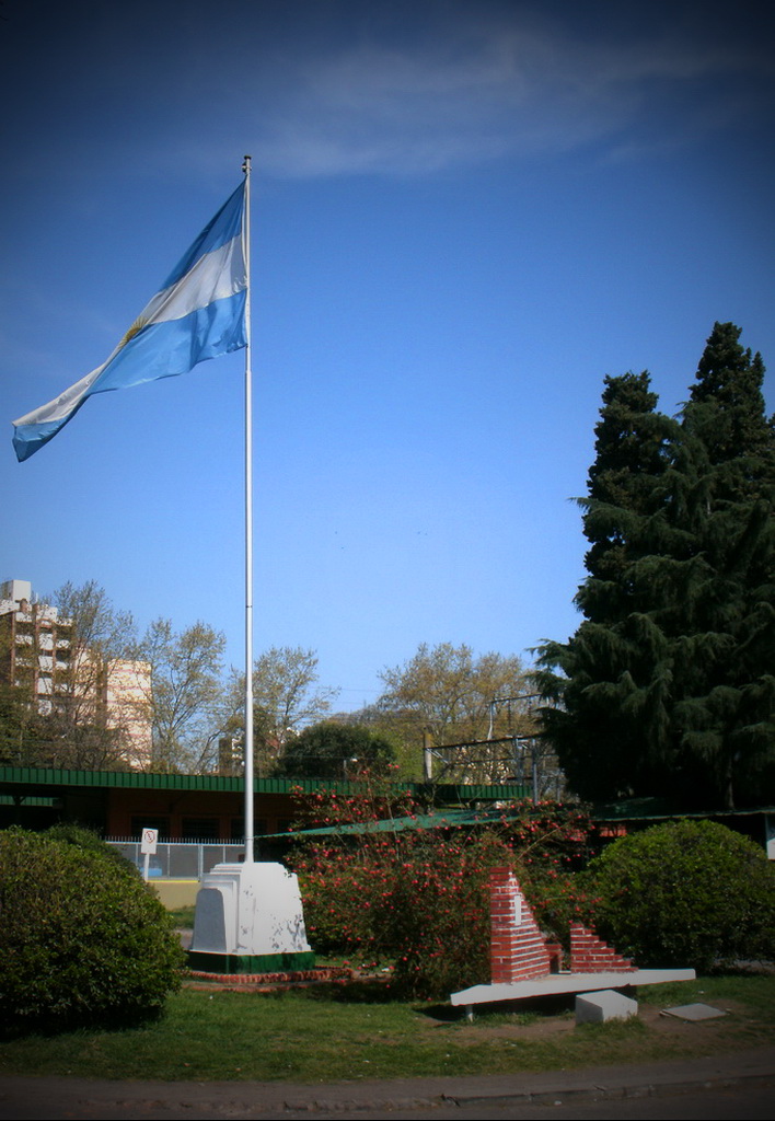 蓝天下的阿根廷国旗